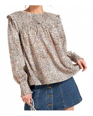 Kori Ruffle Sleeve Smock Blouse - Gray