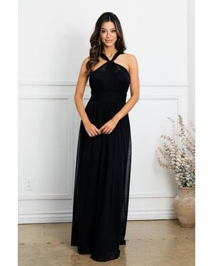 TRUEDAMES Long A-Line Formal Bridesmaid Dress - Black