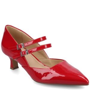 Journee Collection Carnation Medium And Wide Width Kitten Heel Mary Jane Pumps - Red