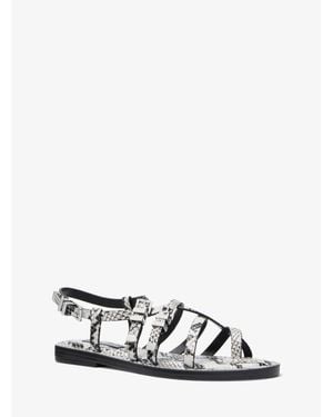 Michael Kors Darrington Snake Embossed Leather Sandal - White