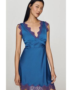 RMN Esme Lace-Trim Mini Dress - Blue
