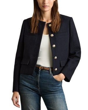 Reiss Nola Cropped Wool Jacket - Blue