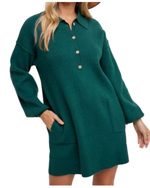 Bluivy Anytime Ribbed Shirt Dress - Green