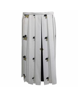 Victoria Beckham Check-Print Pleated Midi Skirt - Gray