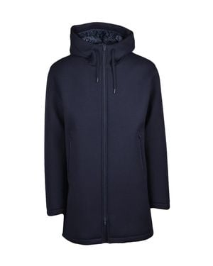 Herno Neoprene-Textured Viscose Overcoat - Blue