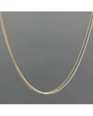 Something Silver Two Tone Tiny Curb Double Strand Necklace - Metallic