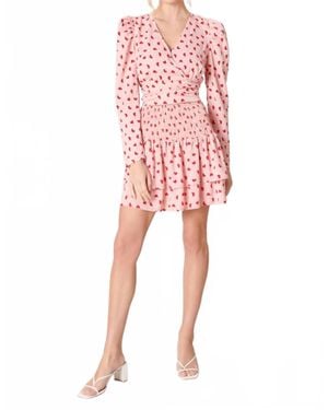 Sugarlips Corazon Heart Print Surplice Cropped Top - Red
