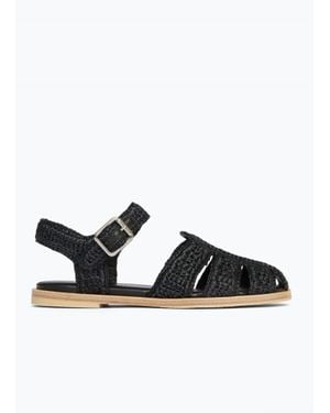 Frēda Salvador Sera Raffia Fisherman Sandal - Black