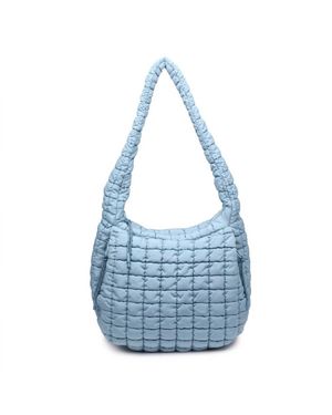 Sol And Selene Quilted Nylon Hobo Bag - Blue