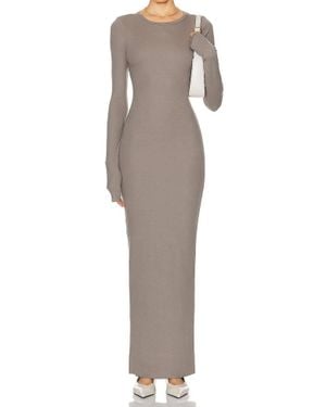 ÉTERNE Long Sleeve Crewneck Maxi Dress - Gray