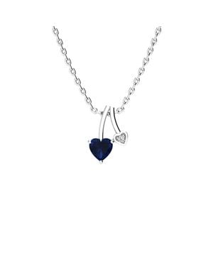 SuperJeweler 1/2 Carat Heart Shaped Gemstone And Diamond Necklace - White
