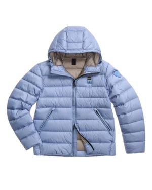Blauer Light Acton Quilted Hooded Polyamide Down Jacket - Blue