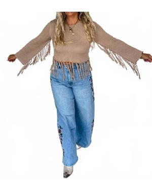 Blakeley Floral Garden Embroidered Jean - Blue