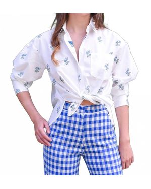 Never A Wallflower Floral Button Down Top - Blue