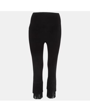 Norma Kamali Stretch Knit Fringed Hem Crop Leggings - Black