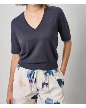 Lilla P V-Neck Saddle Sleeve Sweater - Blue