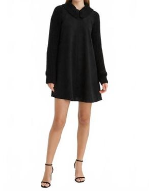 Nocturne Peter Pan Collared Knit Dress - Black