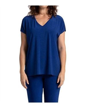Sympli V-Neck Slit Sleeve Top - Blue