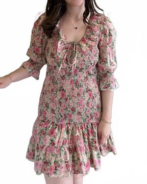 Moodie The Secret Garden Smocked Mini Dress - Red