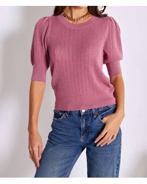 Bishop + Young Sienna Puff Sleeve Metallic Sweater - Pink