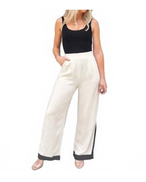 Blu Pepper Contrast Trim Linen Pants - White