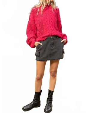 Pol Chelsey Mock Neck Sweater - Red