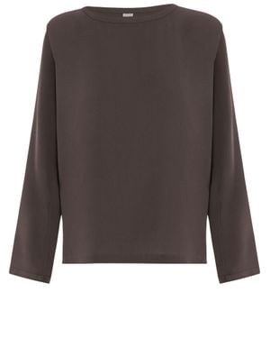 Q-WINS Silk Knit Sweater - Brown