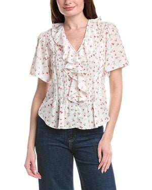 Philosophy Pintuck Printed Ruffled Top - White