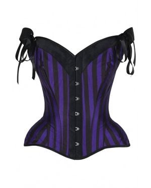 Daisy Corsets Striped Steel Boned Corset With Straps - Blue
