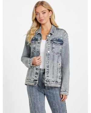 Guess Arielle Embellished Denim Jacket - Blue