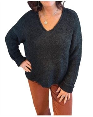 Mod-o-doc V-Neck Boucle Sweater - Gray