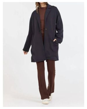 Vintage Havana Cloud Fleece Trench Jacket - Blue