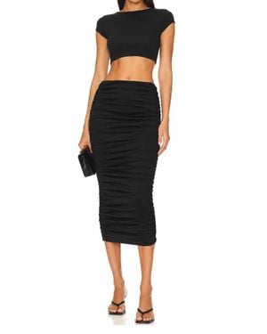 HEIRESS BEVERLY HILLS Ruched Sculpt Midi Skirt - Black