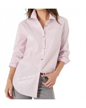 NIC+ZOE Subtle Shine Stripe Shirt - Pink