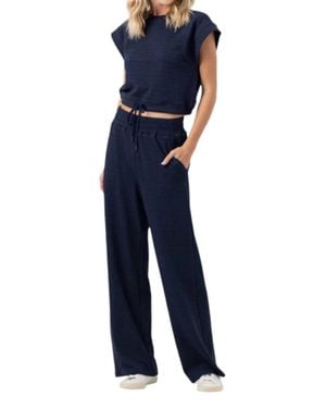 Sundays Wide Leg Elastic Waist Pants - Blue