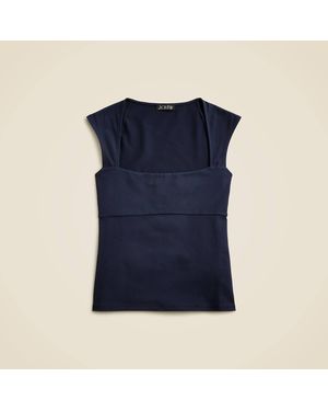J.Crew Squareneck Cap Sleeve Shirt - Blue