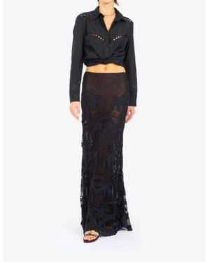 Le Superbe Bohemian Palm Ex Boyfriend Shirt Top - Black