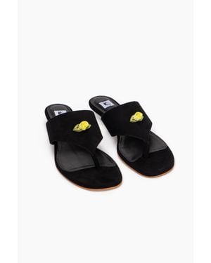 Sleeper Golda Suede Kitten Heel Mules - Black