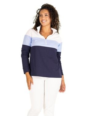 Duffield Lane The Active Pique Misty Quarter Zip - Blue