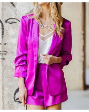 Eesome Katia Satin Shawl Blazer - Pink