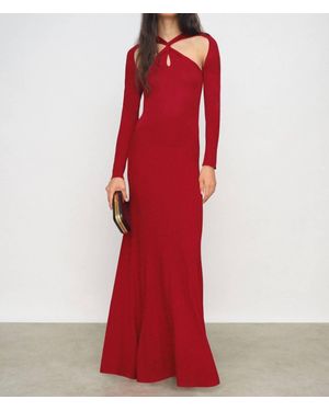 Reiss Vivienne Cut Out Knitted Dress - Red