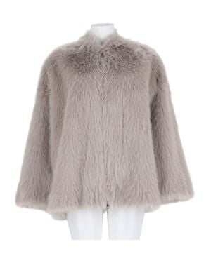 Leon & Loulou Paris Plush Wide-Sleeve Faux Fur Jacket - Gray