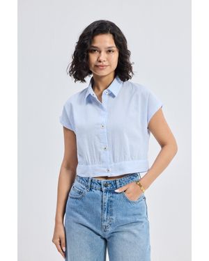 REISTOR Oversized Crop Shirt - Blue