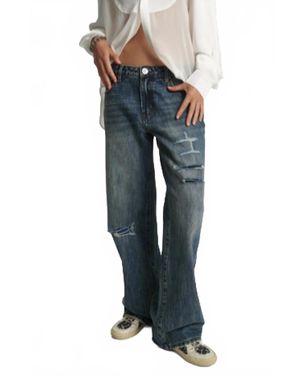 One Teaspoon Lowrider Low Waist Wide Leg Jeans - Blue
