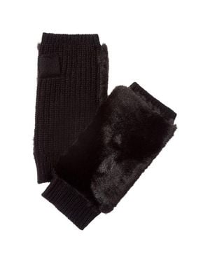 Hannah Rose Open Top Cashmere Mittens - Black