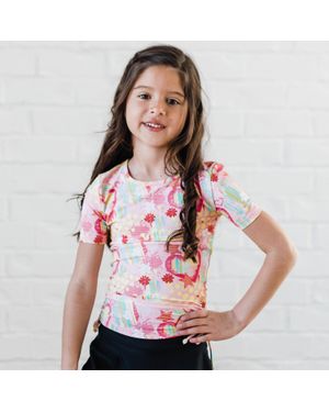 Calypsa Girl's Short Sleeve Lily Swim Top - Red