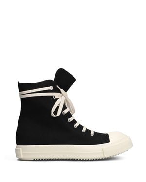 Rick Owens High-Top Sneakers With Off- Accents And Side Zipper - Black