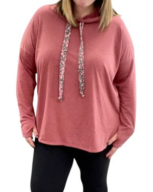 Honeyme Marsala With Contrast Strings Hoodie - Red