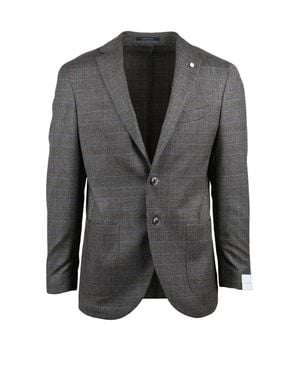Luigi Bianchi Rounded Check Pattern Jacket - Gray