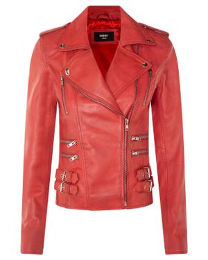 Infinity Leather Brando Biker Jacket-Loddon - Red